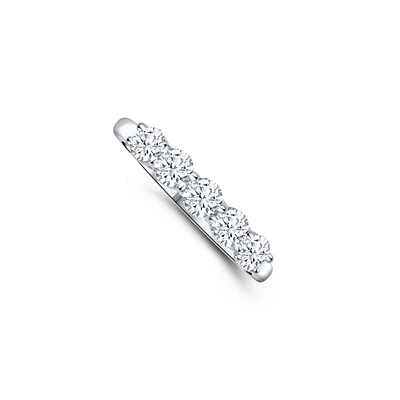 14K White Gold Five Round 1.00 carat Diamond Band