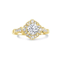 Yellow Gold Round Diamond with a Halo Engagement Ring