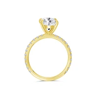 14K Yellow Gold Cushion Cut 1.91 Carat Diamond Engagement Ring 0.33 Carat Round Side Diamonds