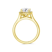 14K Yellow Gold Round 1.78 Carat Diamond Halo Engagement Ring