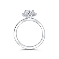 14K White Gold Round 1.08 Carat Diamond 0.23 Carat Diamond Halo Engagement Ring