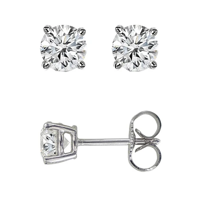 14Kt White Gold .50Ct Princess Diamond Stud Earring DWGE606