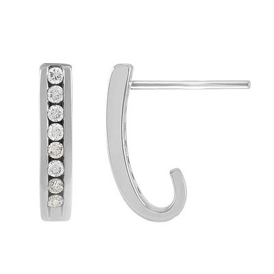 1.00CTW DIAMOND J HOOP WITH PUSH BACK