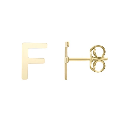 14kt Yellow Gold Polished Initial-F Post Earring ERF11192