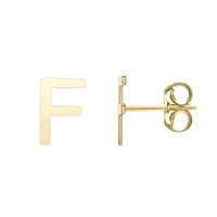 14kt Yellow Gold Polished Initial-F Post Earring ERF11192