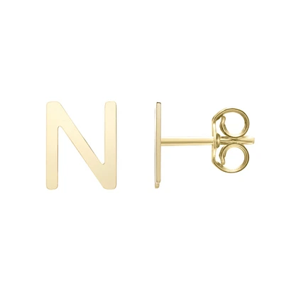 14kt Yellow Gold Polished Initial-N Post Earring ERN11192