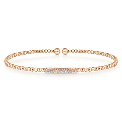 Gabriel & Co. - BG4119-62K45JJ - 14K Rose Gold Bujukan Bead Cuff Bracelet with Diamonds