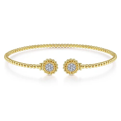 Gabriel & Co. - BG4259-62Y45JJ - 14K Yellow Gold Open Bangle with Pave Diamond Circles