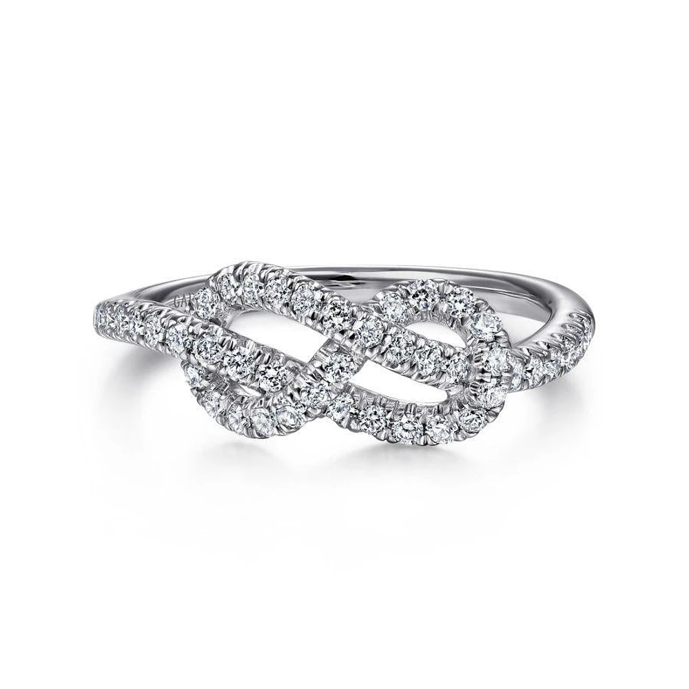 Gabriel & Co. - LR50151W45JJ - 14k White Gold Twisted Diamond Knot Eternity Ring