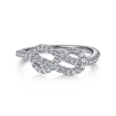 Gabriel & Co. - LR50151W45JJ - 14k White Gold Twisted Diamond Knot Eternity Ring