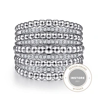 Gabriel & Co. - LR51898SVJWS - 925 Sterling Silver White Sapphire Wide Bujukan Ring