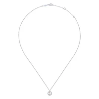 Gabriel & Co. - NK5619W45PL - 14K White Gold Cultured Pearl and Diamond Halo Pendant Necklace