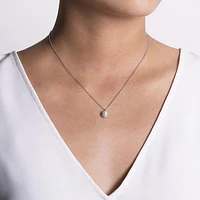Gabriel & Co. - NK5619W45PL - 14K White Gold Cultured Pearl and Diamond Halo Pendant Necklace