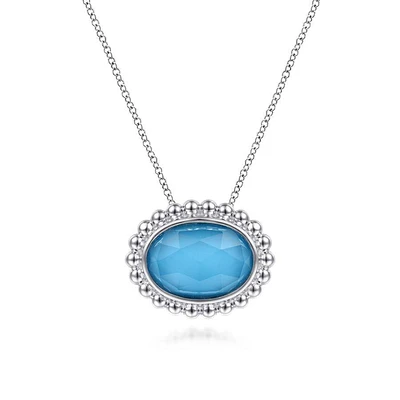 Gabriel & Co. - NK6536SVJXT - 925 Sterling Silver Rock Crystal and Turquoise Pendant Necklace