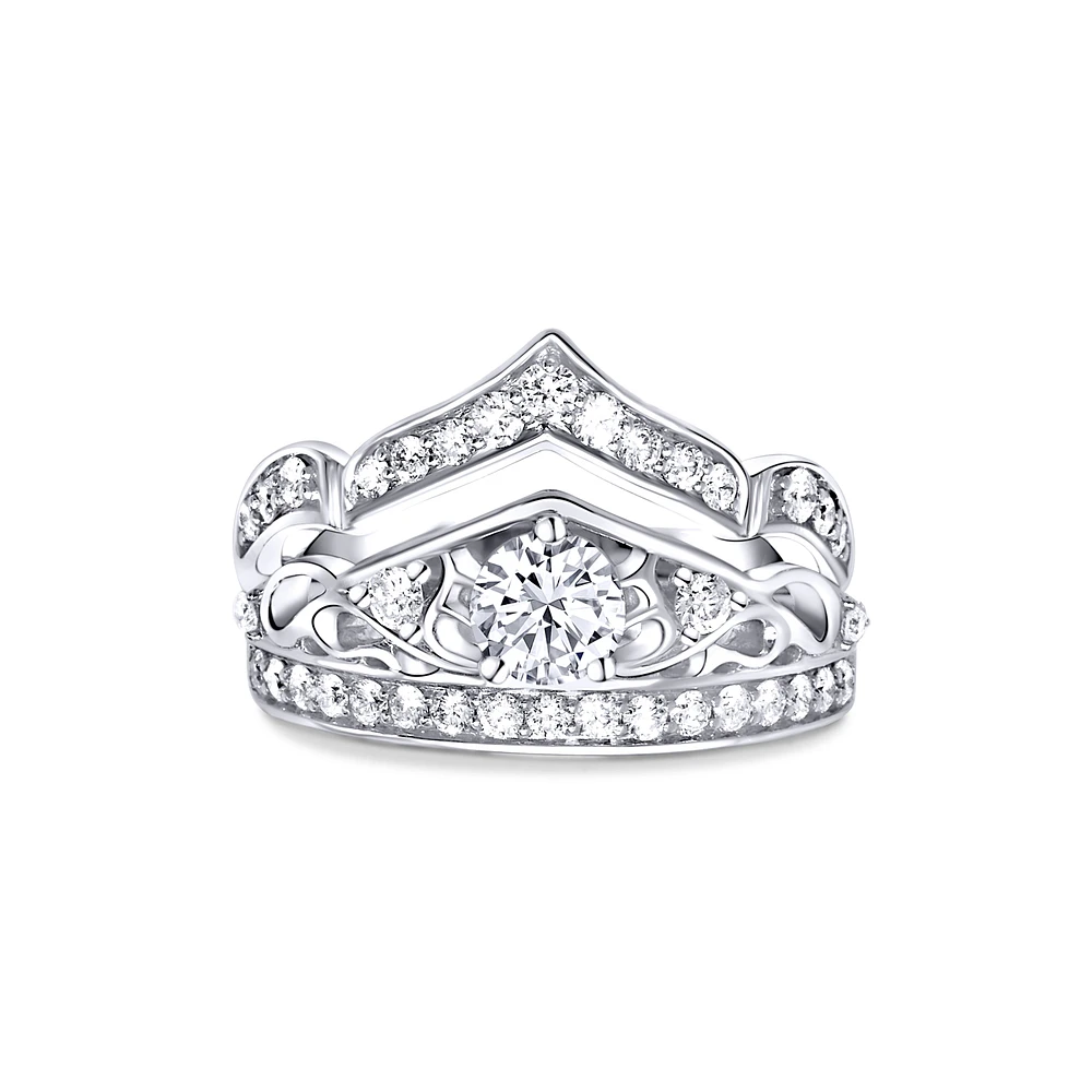 14K White Gold Multi Tiara Bridal Set