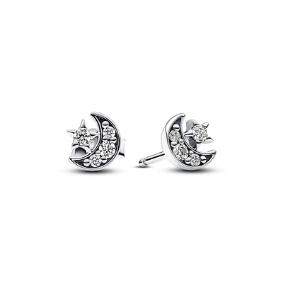 Pandora Sparkling Moon & Star Stud Earrings 292990C01