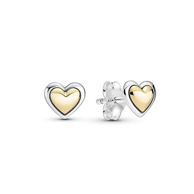 Domed Golden Heart Stud Earrings 299389C00