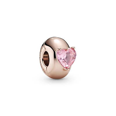 Pink Heart Solitaire Clip Charm 789203C01