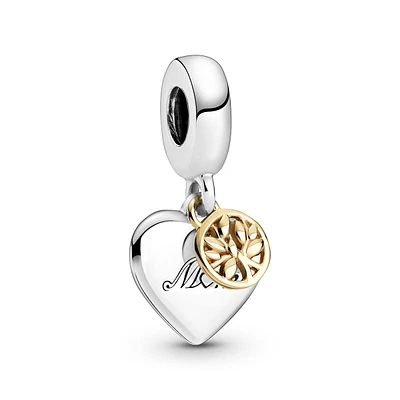 Two-tone Family Tree & Heart Dangle Charm 799366C00