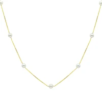 14K Yellow Gold Akoya Pearl Tincup 18 Inch Necklace