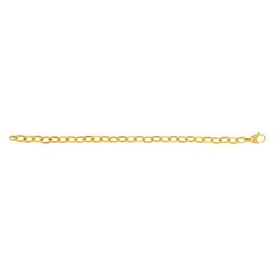 14kt Yellow Gold 18" Shiny Oval Link Necklace with Fancy Fish Clasp N2353-18