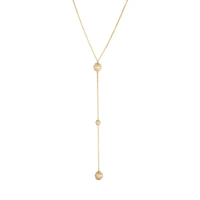 14kt 18" Yellow+White Gold 144-1.9mm Shiny+Matt +Diamond Cut 3 Grad.Swirl Hanging Ball On 1.9mm Yellow Link Necklace with Lobster Clasp:No-Extende N3989-18