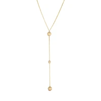 14kt 18" Yellow+White Gold 144-1.9mm Shiny+Matt +Diamond Cut 3 Grad.Swirl Hanging Ball On 1.9mm Yellow Link Necklace with Lobster Clasp:No-Extende N3989-18