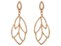 14K Rose Gold Leaf Design Dangle Earrings