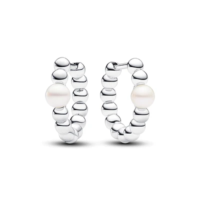 Treated Freshwater Cultured Pearl & Beads Hoop Earrings