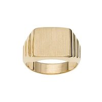 14K Yellow Gold Matte Rectangular Unisex Signet Ring