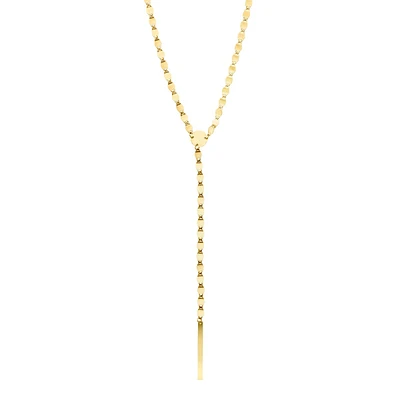 14K Yellow Gold 18" Lariat Mirrored Chain Necklace RC7121-18
