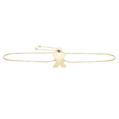 14K Yellow Gold Polished Initial X Adjustable Bracelet With Draw String Clasp RCX10901-0925