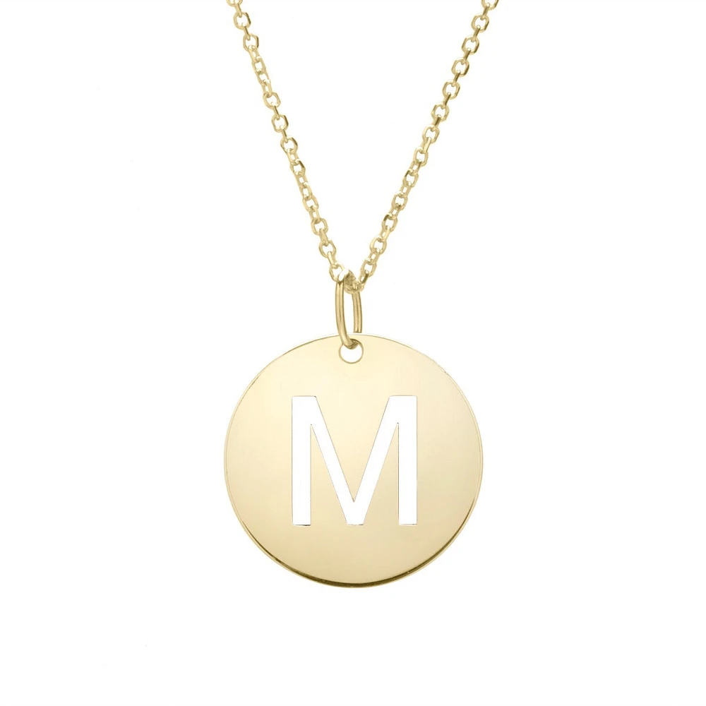 14K Yellow Gold Polished Initial M Pendant On A 14K Yellow Gold Chain SETM2932-18