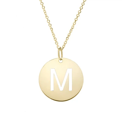 14K Yellow Gold Polished Initial M Pendant On A 14K Yellow Gold Chain SETM2932-18