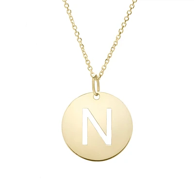 14K Yellow Gold Polished Initial N Pendant On A 14K Yellow Gold Chain SETN2932-18