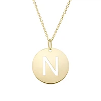 14K Yellow Gold Polished Initial N Pendant On A 14K Yellow Gold Chain SETN2932-18
