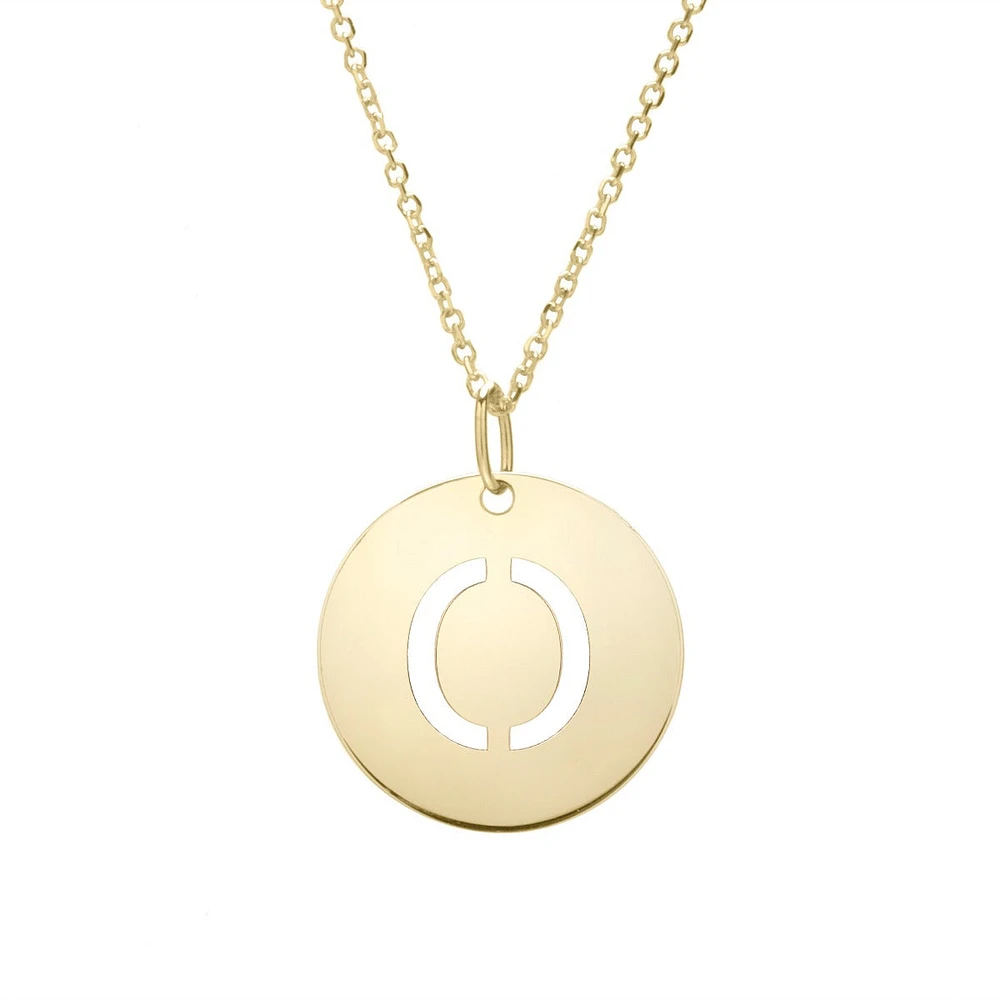 14K Yellow Gold Polished Initial O Pendant On A 14K Yellow Gold Chain SETO2932-18
