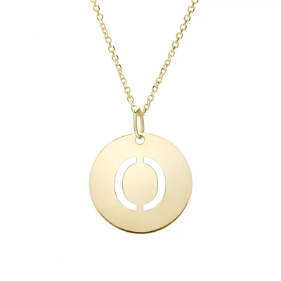 14K Yellow Gold Polished Initial O Pendant On A 14K Yellow Gold Chain SETO2932-18