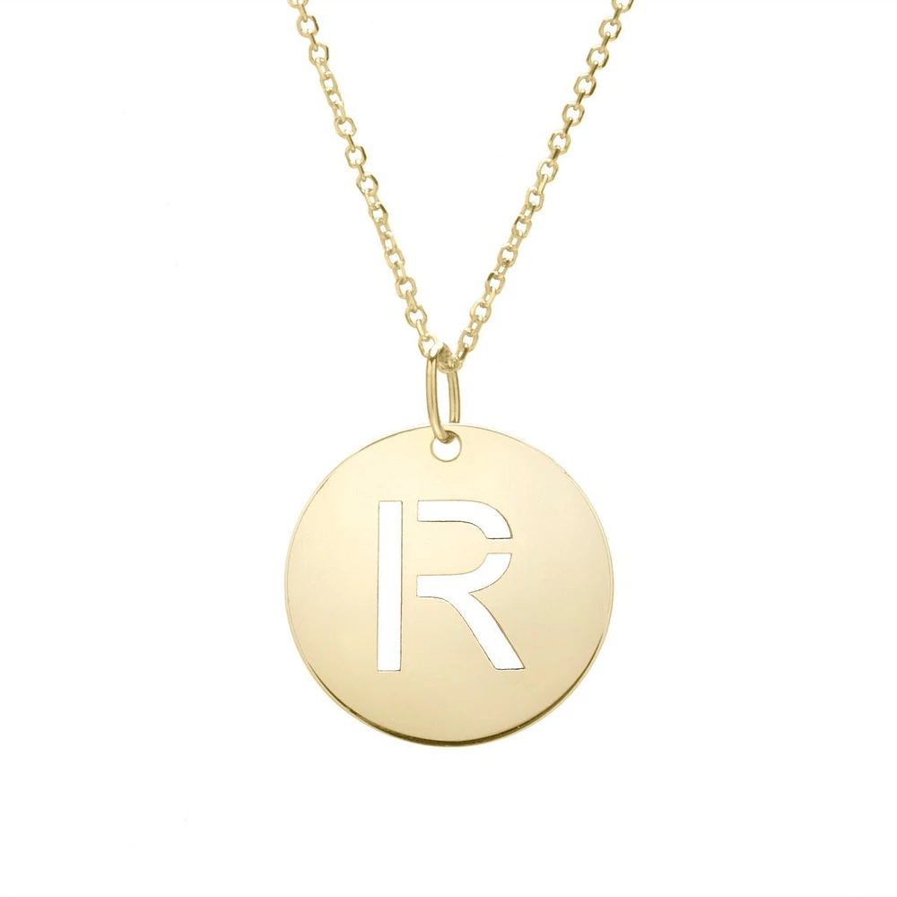 14K Yellow Gold Polished Initial R Pendant On A 14K Yellow Gold Chain SETR2932-18