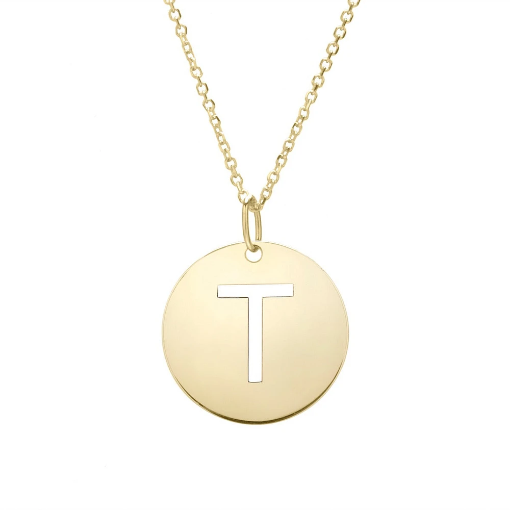 14K Yellow Gold Polished Initial T Pendant On A 14K Yellow Gold Chain SETT2932-18