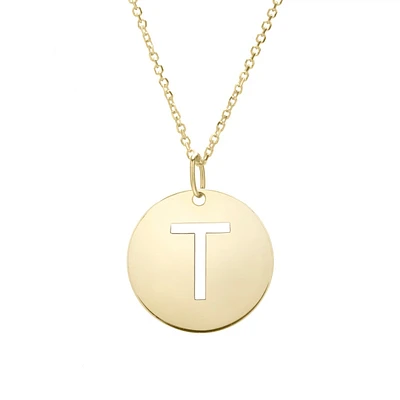 14K Yellow Gold Polished Initial T Pendant On A 14K Yellow Gold Chain SETT2932-18