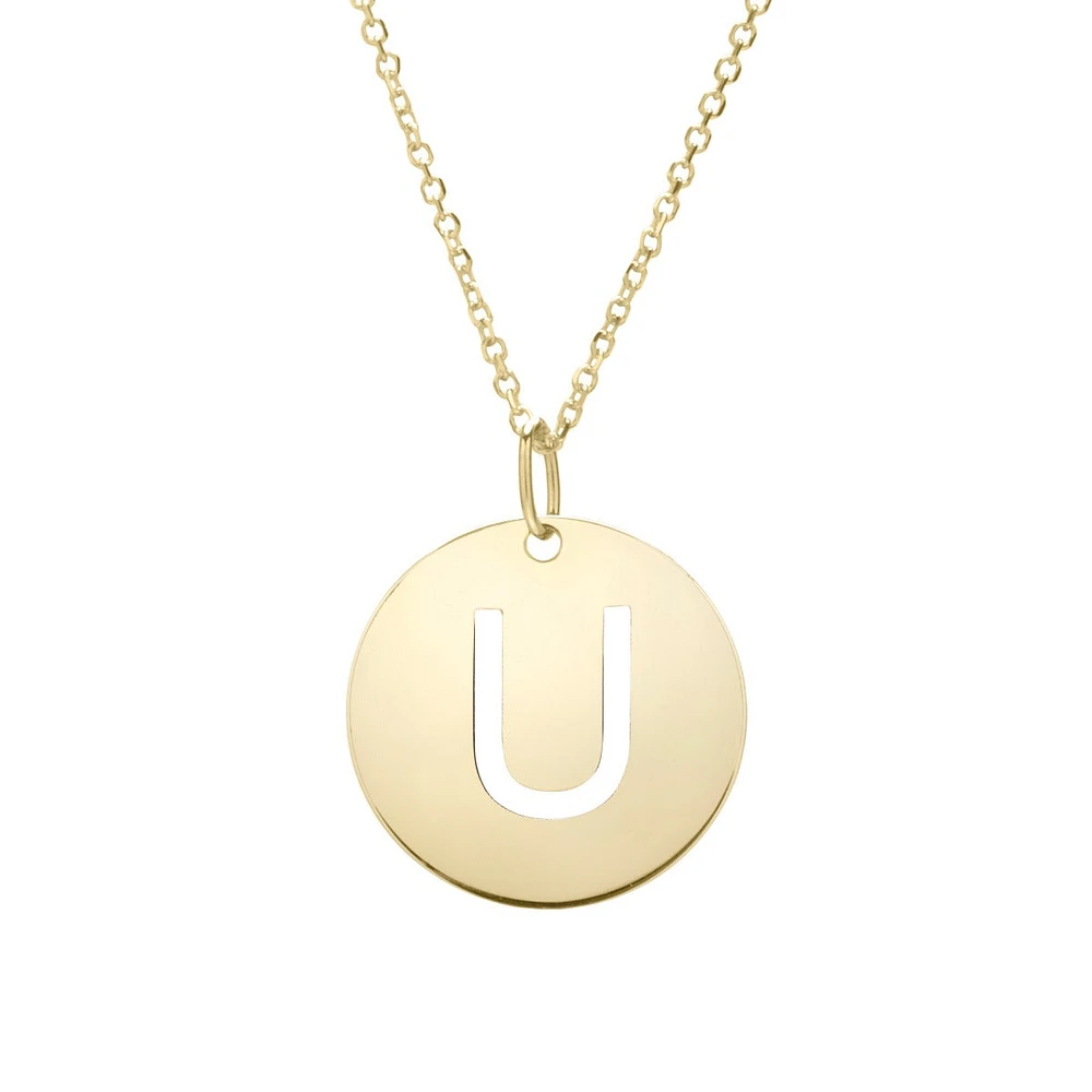 14K Yellow Gold Polished Initial U Pendant On A 14K Yellow Gold Chain SETU2932-18