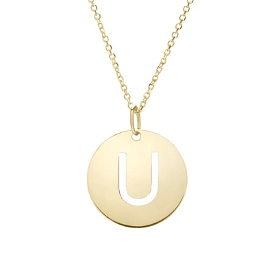 14K Yellow Gold Polished Initial U Pendant On A 14K Yellow Gold Chain SETU2932-18