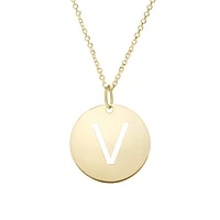 14K Yellow Gold Polished Initial V Pendant On A 14K Yellow Gold Chain SETV2932-18