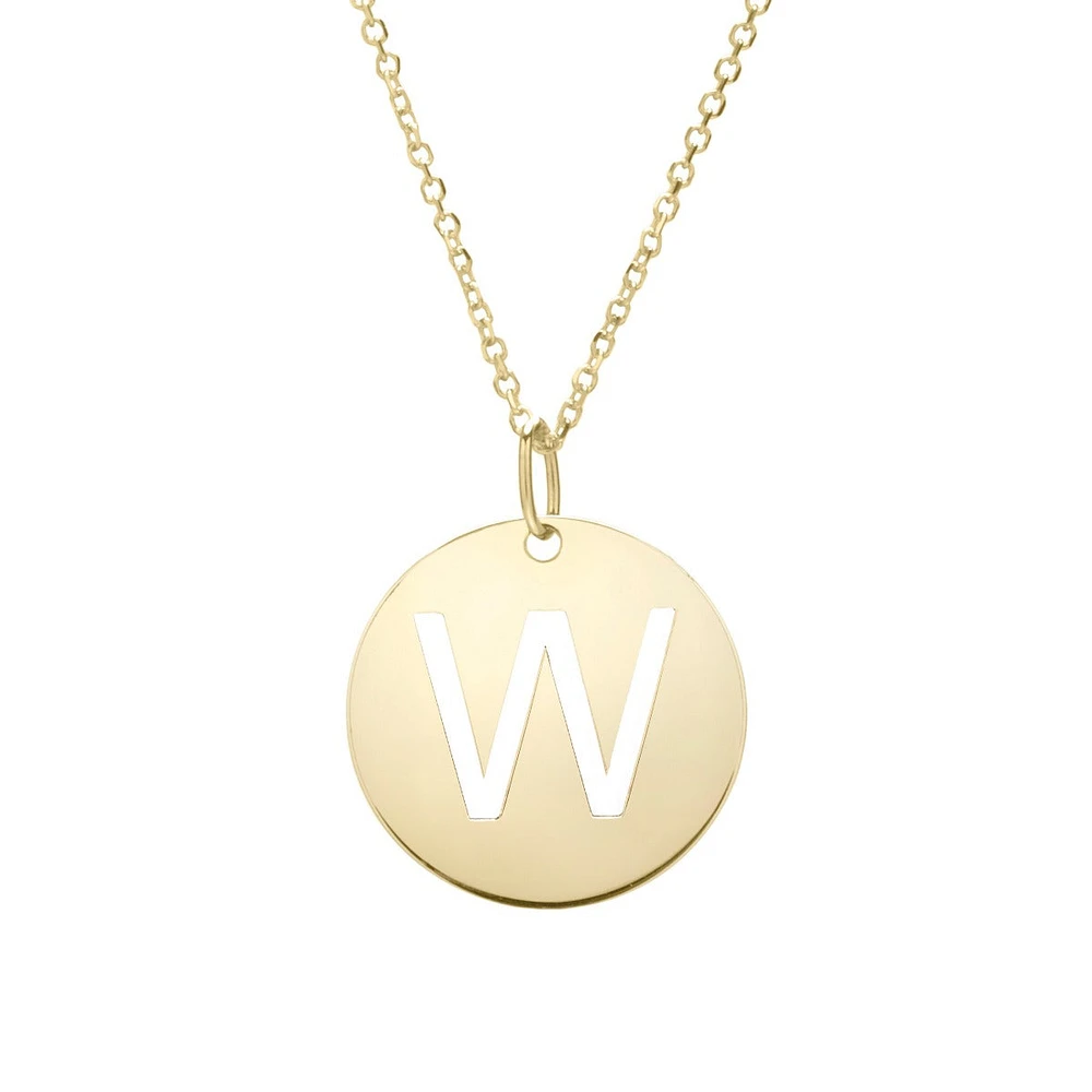 14K Yellow Gold Polished Initial W Pendant On A 14K Yellow Gold Chain SETW2932-18