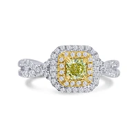18KTT Gold Radiant Halo Twist Engagement RIng