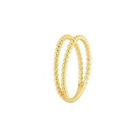 14KT YELLOW GOLD DOUBLE BEADED WIRE RING