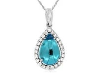 White Gold Diamond and Blue Topaz Cabochon Necklace