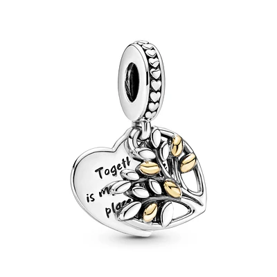 Two-Tone Family Tree Heart Dangle Charm 799161C00