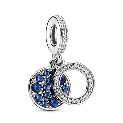 Sparkling Blue Disc Double Dangle Charm Pandora 799186C01